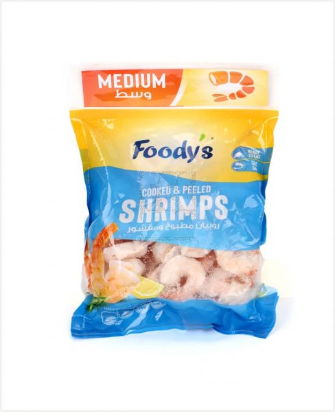 FOODY'S COOKED AND PEELED SHRIMPS 31/40 MEDIUM 400GM
