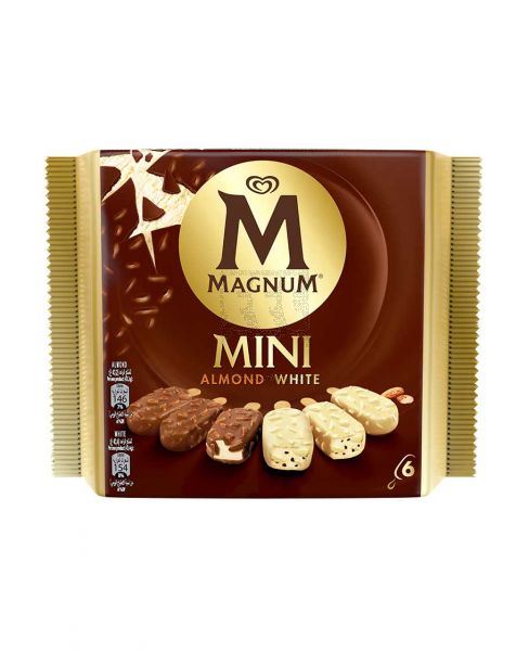 MAGNUM MINI ALMOND WHITE ICE CREAM 6PCS 330ML