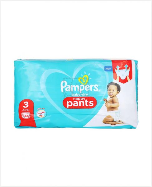 PAMPERS BABY DRY NAPPY PANTS S3 46S (6-11KG)