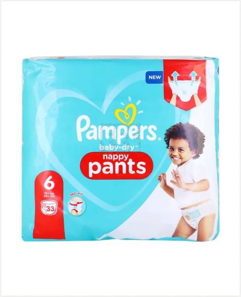 PAMPERS BABY DRY NAPPY PANTS S6 33S (15+KG)