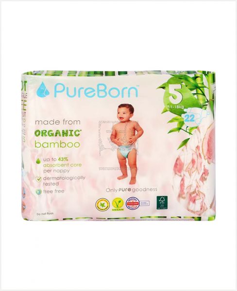 PUREBORN ORGANIC BAMBOO DIAPERS NO.5 22S