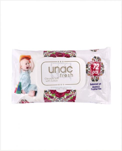 UNAC FRESH CLEAN & SOFT WITH LOTION WIPES 72PCS