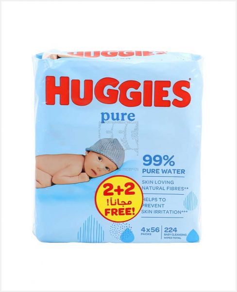 HUGGIES BABY WIPES PURE 56PCS (2+2FREE)