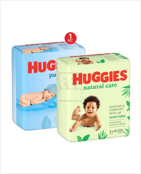 HUGGIES NATURAL CARE WITH ALOE VERA 56PCS (2+2FREE)