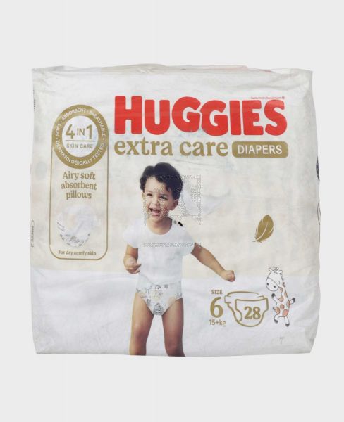 HUGGIES EXTRA CARE DIAPERS SIZE-6 28PCS