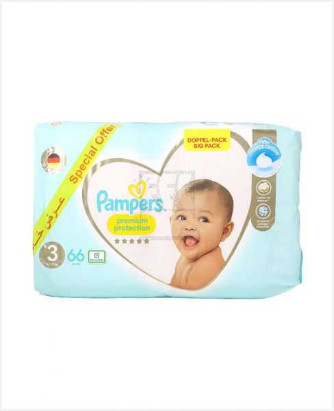 PAMPERS PREMIUM PROTECTION DIAPER 6-10KG NO.3 66PCS OFFER