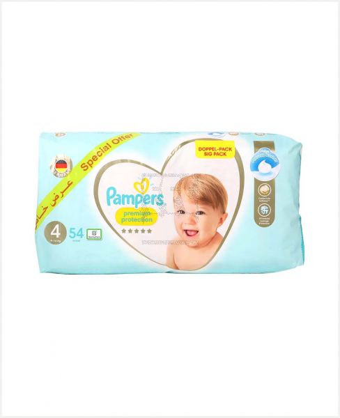 PAMPERS PREMIUM PROTECTION DIAPER 9-14KG NO.4 54PCS OFFER