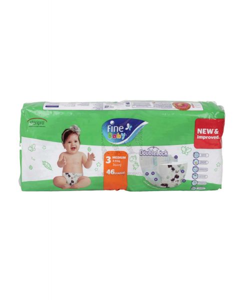 FINE BABY DIAPERS MEDIUM-3 (4-9KG) JUMBO PACK 46PCS