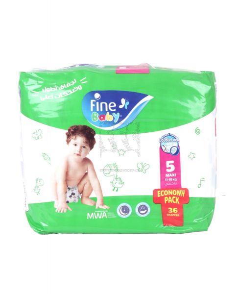 FINE BABY DIAPERS MAXI-5 (11-18KG) JUMBO PACK 36PCS