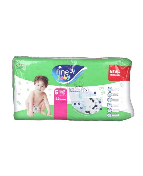 FINE BABY DIAPERS MAXI-5 (11-18KG) MEGA PACK 52PCS