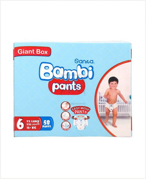 BAMBI PANTS DIAPERS XXL 58S GIANT PACK BOX