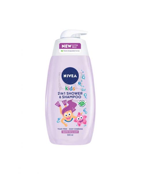 NIVEA KIDS 3IN1 SHOWER & SHAMPOO &CONDITIONER MAGIC BERRY SCENT 500ML @15%OFF