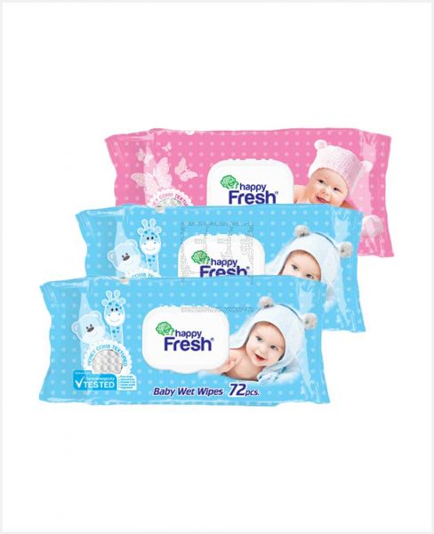 HAPPY FRESH BABY WET WIPES 3X72PCS