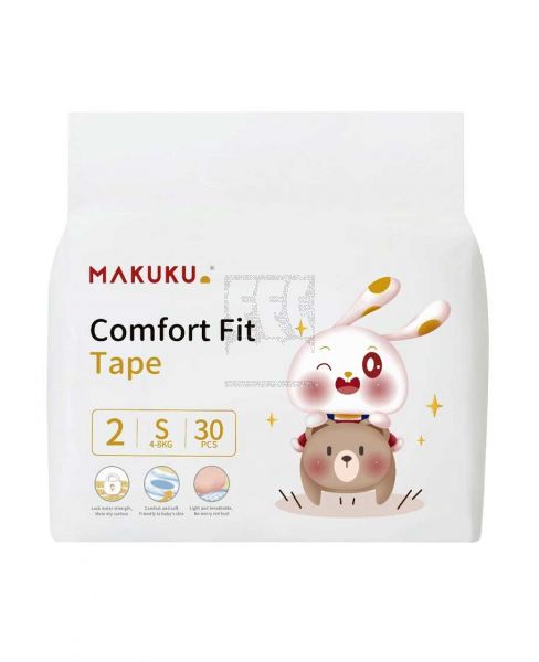 MAKUKU COMFORT FIT TAPE DIAPER 2-S 4-8KG 30PCS PROMO