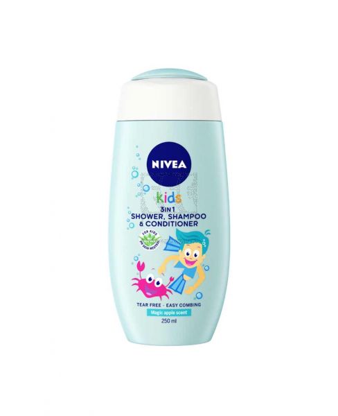 NIVEA KIDS 3IN1 SHOWER SHAMPOO & CONDITIONER MAGIC APPLE SCENT 2X250ML @25%OFF