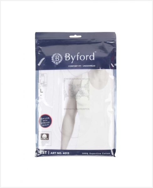 BYFORD MENS VEST WHITE LARGE 4013