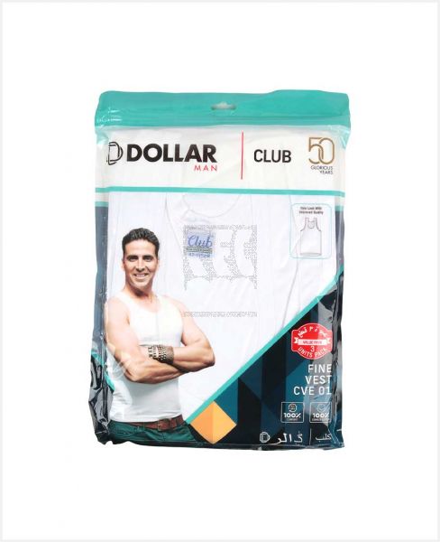 DOLLAR MENS VEST FINE WHITE SIZE-42 3PCS