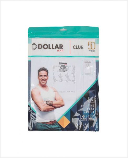 DOLLAR MENS VEST FINE WHITE SIZE-40