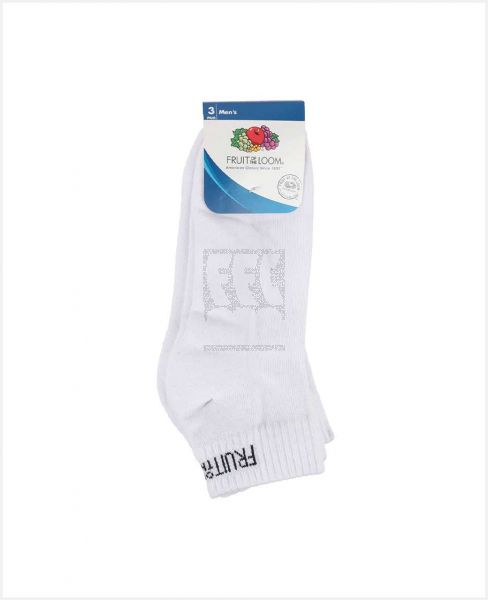 FRUIT OF THE LOOM MEN QUARTER SOCKS WHITE 3PCS RDF2926-2