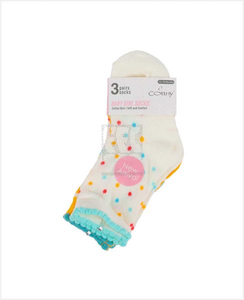 YFT W2H1 SOCKS GIRLS COTTNY NEW BORN 0-24M 3PCS 11280