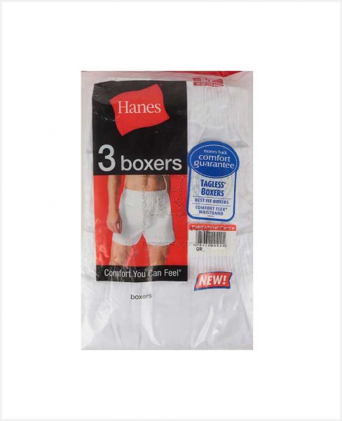 HANES MENS BOXER WOVEN WHITE 3PCS 436B