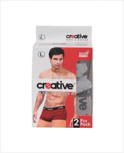 CREATIVE MENS BOXER SET OF 2 LARGE ASSTD COLOR BXO-2-L