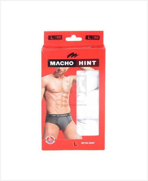 AMUL MACHO MENS BRIEF 3PCS WHT SIZE-90CM