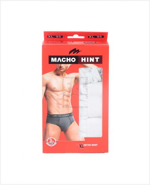 AMUL MACHO MENS BRIEF 3PCS WHT SIZE-95CM