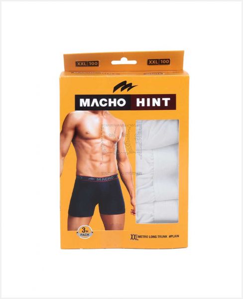 AMUL MACHO MENS PLAIN TRUNK 3PCS WHT SIZE-100CM