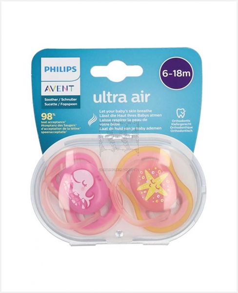 PHILIPS AVENT SOOTHER SILICONE ULTRA AIR FREE FLOW 6-18M DECO X2 PA236