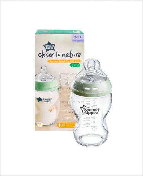 TOMMEE TIPPEE GLASS FEEDING BOTTLE 260ML 0M+