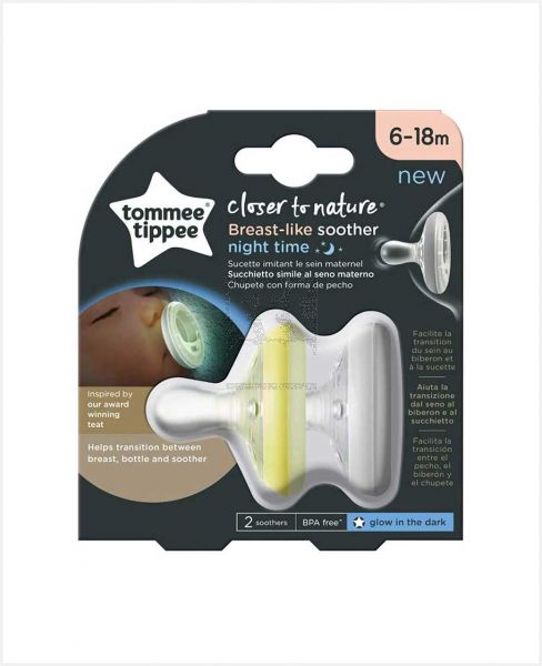 TOMMEE TIPPEE CLOSER TO NATURE NIGHT TIME SOOTHER 2PCS 6-18M