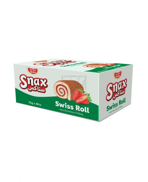 QBAKE SNAX SWISS ROLL WITH STRAWBERRY FILLING 55GM