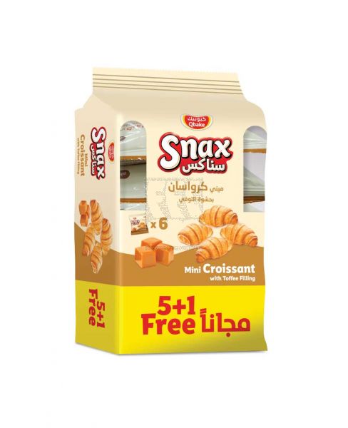 QBAKE SNAX MINI CROISSANT WITH TOFFEE FILLING 4PCS 44GM 5+1FREE