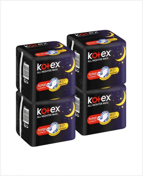 KOTEX ALL NIGHTER MAXI TOTAL CONFIDENCE 8PCSX4PACKET