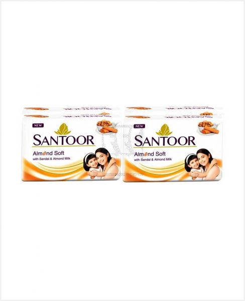 SANTOOR SANDAL AND ALMOND MILK SOAP WHITE 4X175GM