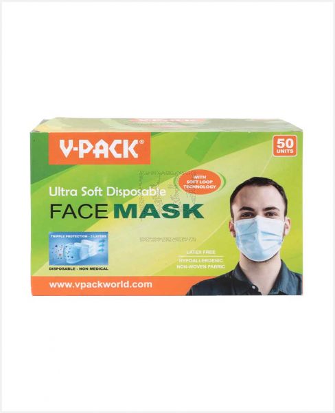 V-PACK ULTRA SOFT DISPOSABLE FACE MASK 50PCS