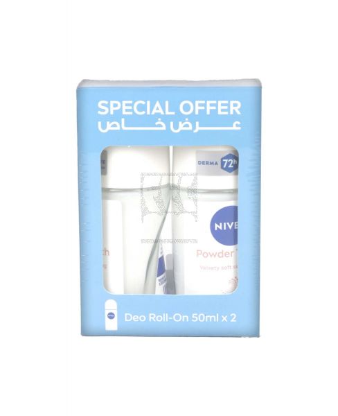NIVEA A/P ROLL ON POWDER TOUCH (FEMALE) 2X50ML @15%OFF