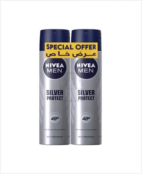 NIVEA SILVER PROTECT A/P DEO SPRAY FOR MEN 2X150ML @13%OFF