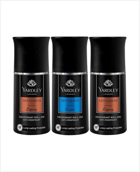 YARDLEY ANTI-PERSPIRANT ROLL ON MEN ASSORTED 3X50ML @S.OFFER