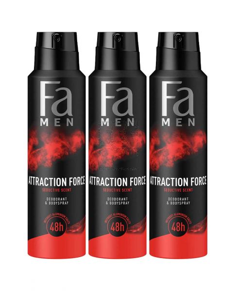 FA MEN DEO & BODY SPRAY ATTRACTION FORCE 150ML 2+1FREE