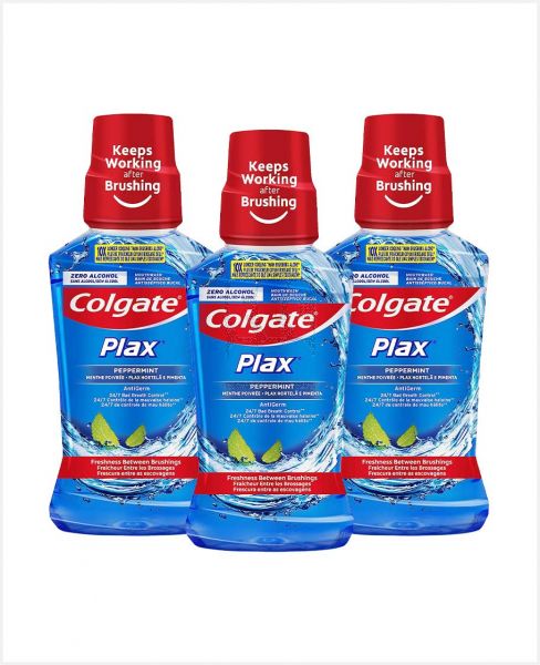 COLGATE PLAX PEPPERMINT BLUE NON-ALCO MOUTHWSH 3X250ML PROMO