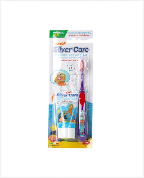 SILVER CARE TOOTHBRUSH JUNIOR+BUBBLE GUM TOOTHPASTE