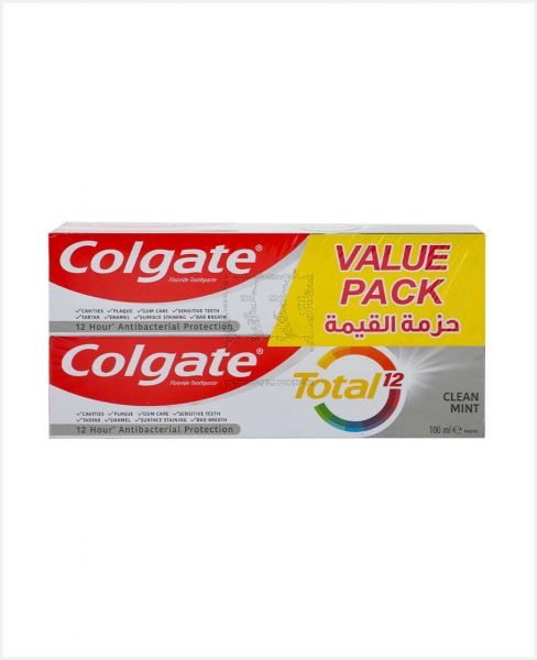 COLGATE TOTAL 12 CLEAN MINT TOOTHPASTE 2X100ML