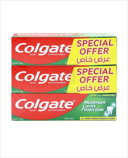 COLGATE FLUORIDE AND CALCIUM EXTRA MINT TOOTHPASTE 3SX100ML