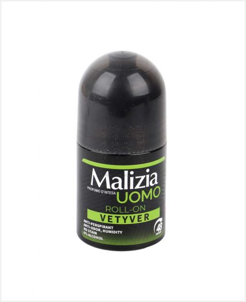 MALIZIA UOMO VETYVER ANTI PERSPIRANT ROLL ON 50ML