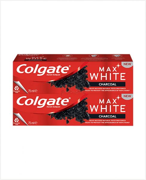 COLGATE MAX WHITE CHARCOAL TOOTHPASTE 2X75ML
