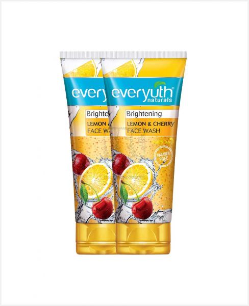 EVERYUTH NATURALS BRIGHTENING LEMON & CHERRY FACE WASH 2X150GM PROMO