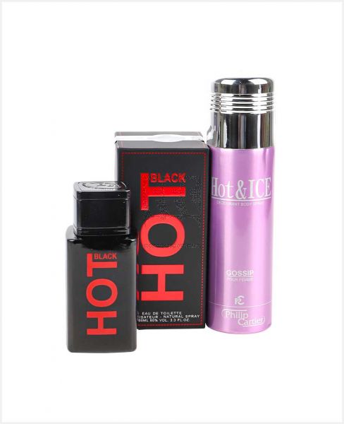 HOT BLACK EDT SPRAY 100ML+HOT & ICE DEODORANT BODY SPRAY 200ML