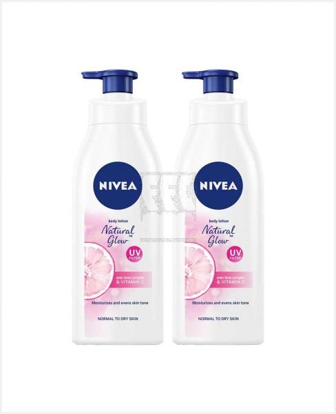 NIVEA NATURAL GLOW BODY LOTION 2X400ML @15%OFF